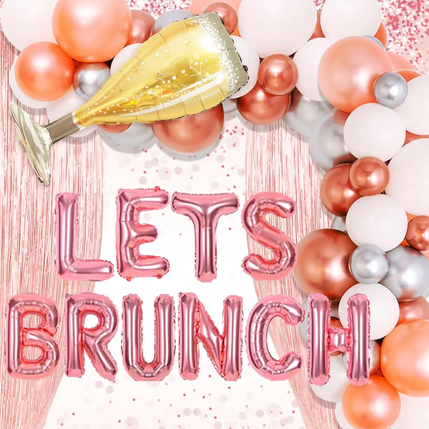 43 PCS Lets Brunch Decoration Brunch and Bubbly Bridal Shower Decoration Lets Brunch Sign Banner Floral Bridal Shower Decoration