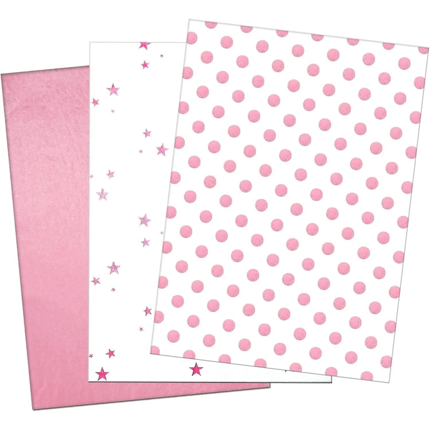 30 Sheets Pink Tissue Paper for Gift Bags, Metallic Gift Wrapping Tissue Paper Bulk, Cute Polka Dot Star Art Tissue for Girl's Birthday Party Valentine Weddings Decor Crafts,19.7x13.8inch