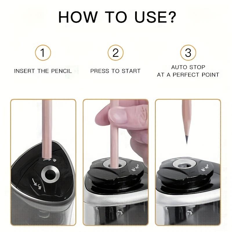 Automatic Electric Pencil Sharpener with Auto-Stop & Lead Breakage - Desktop Sharpener for Office &, No Needed, Compact Design, Sharpens Pencils in Seconds, Pencil Sharpener Electric, Supplies, Sleek Style, Waste Container
