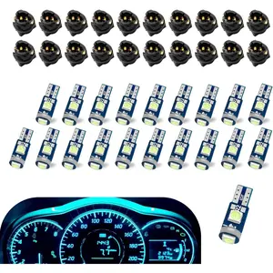 3SMD Super Bright 74 LED Bulb Dash Lights T5 2721 37 286 Wedge PC74 Twist Socket Automotive Instrument Panel Gauge Light Kits Cluster Shift Indicator Interior Bulbs Ice Blue Pack Of 20