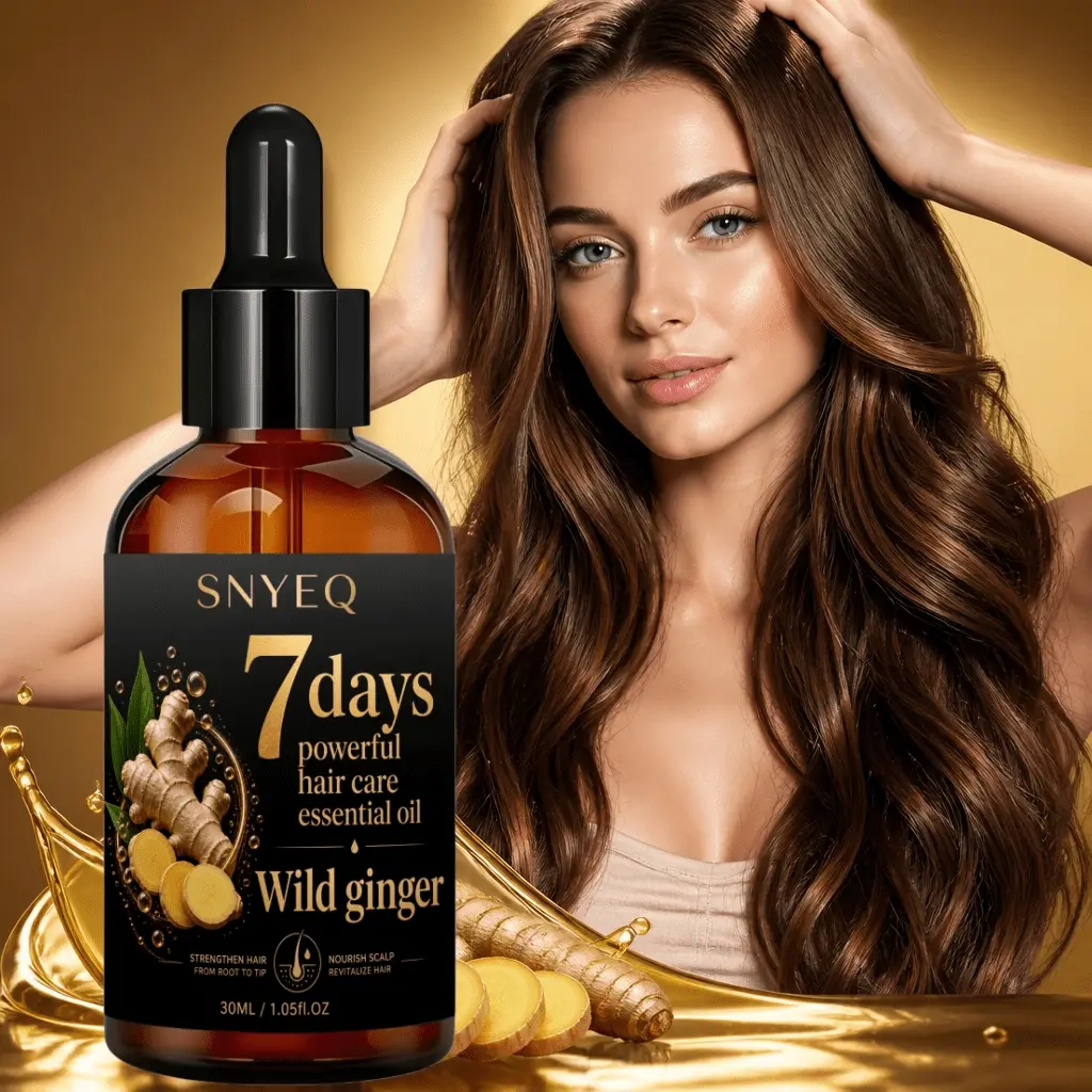 7 Days Powerful Ginger Hair Care Essential Oil, Deep Cleansing, Moisturizing Hair, Suitable for Damaged, Fragile Hair - Broken And Curly, Enhancing Luster And Scalp Health