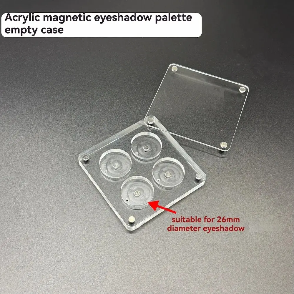 4-Grid Acrylic Magnetic Eyeshadow Palette Storage, Fits 26mm Diameter, Detachable & Stackable, Self-Assembly Makeup Tool
