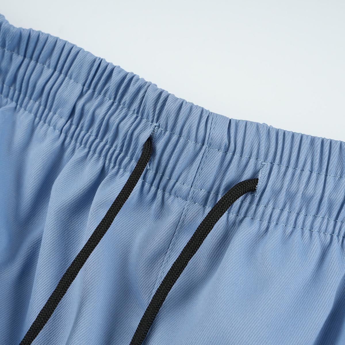 Premium Quick Dry Mens Light Blue Cargo Shorts Casual Drawstring Elastic Waist Zipper Pocket Breathable Athletic Shorts for Gym Workouts Running and Daily Activities