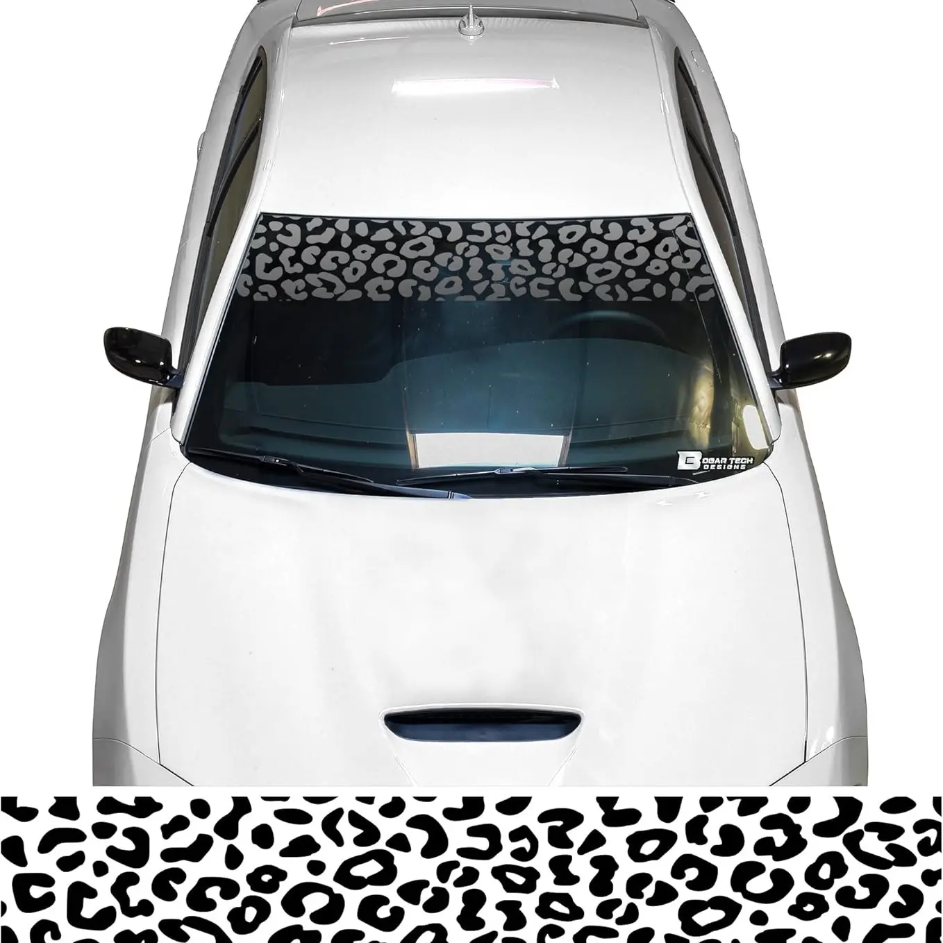 Leopard Print Waterproof PVC Car Decal, 51.2x7.5" Durable Sticker for Suvs, Sedans, Sports Cars, Weather-Resistant Window & Notebook Accent