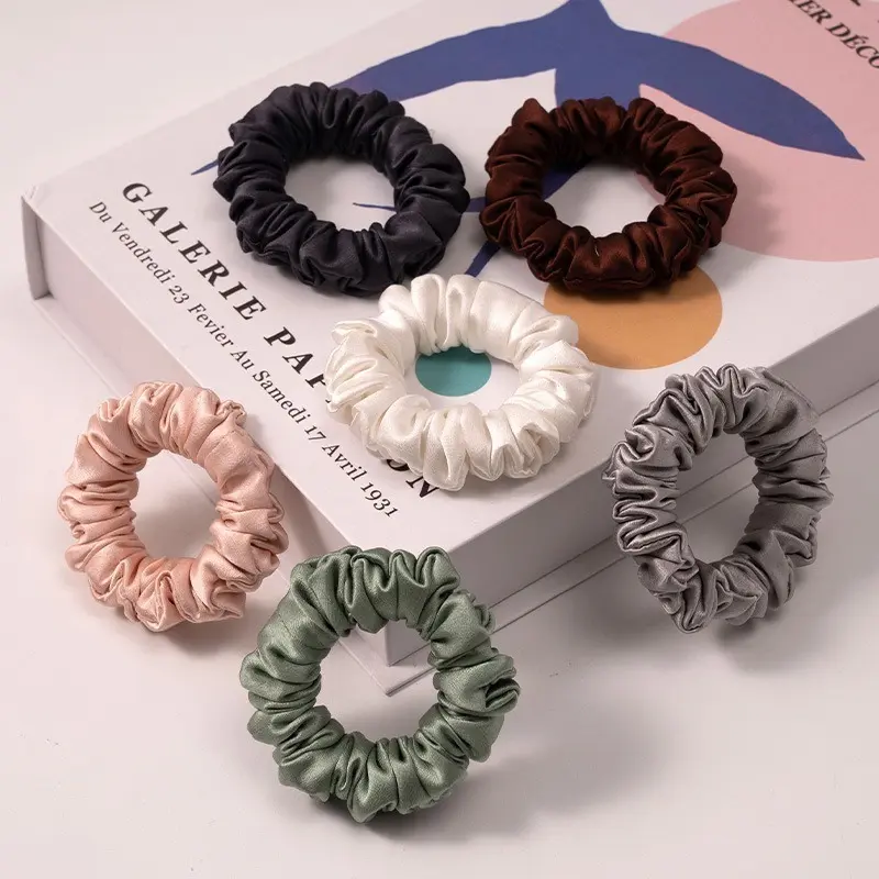 30 Momme Heavy Mulberry Silk Hair Scrunchies, Elegant Minimalist Silk Hair Bands & Headbands, Trendy Silk Hair Accessories
