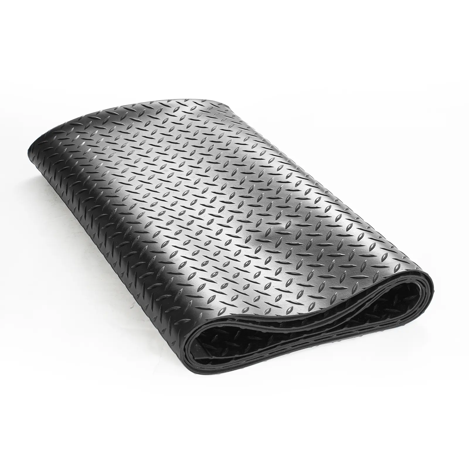 Diamond-Plate Rubber Flooring Roll, 3 mm x 4 ft x 15 ft Garage Floor Mat, SBR Rubber Garage Flooring Roll, Easy to Clean, Diamond Plate Rubber Mat for Under Cars, Garage Industry Gym, Black