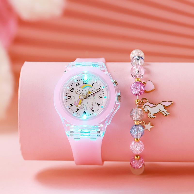 2026New Cute Unicorn Design Watch & Bracelet Set, Fashionable Analog Quartz Watch & Jewelry Set for Girls, Trendy All-match & Exquisite Watch Set for Birthday Gift