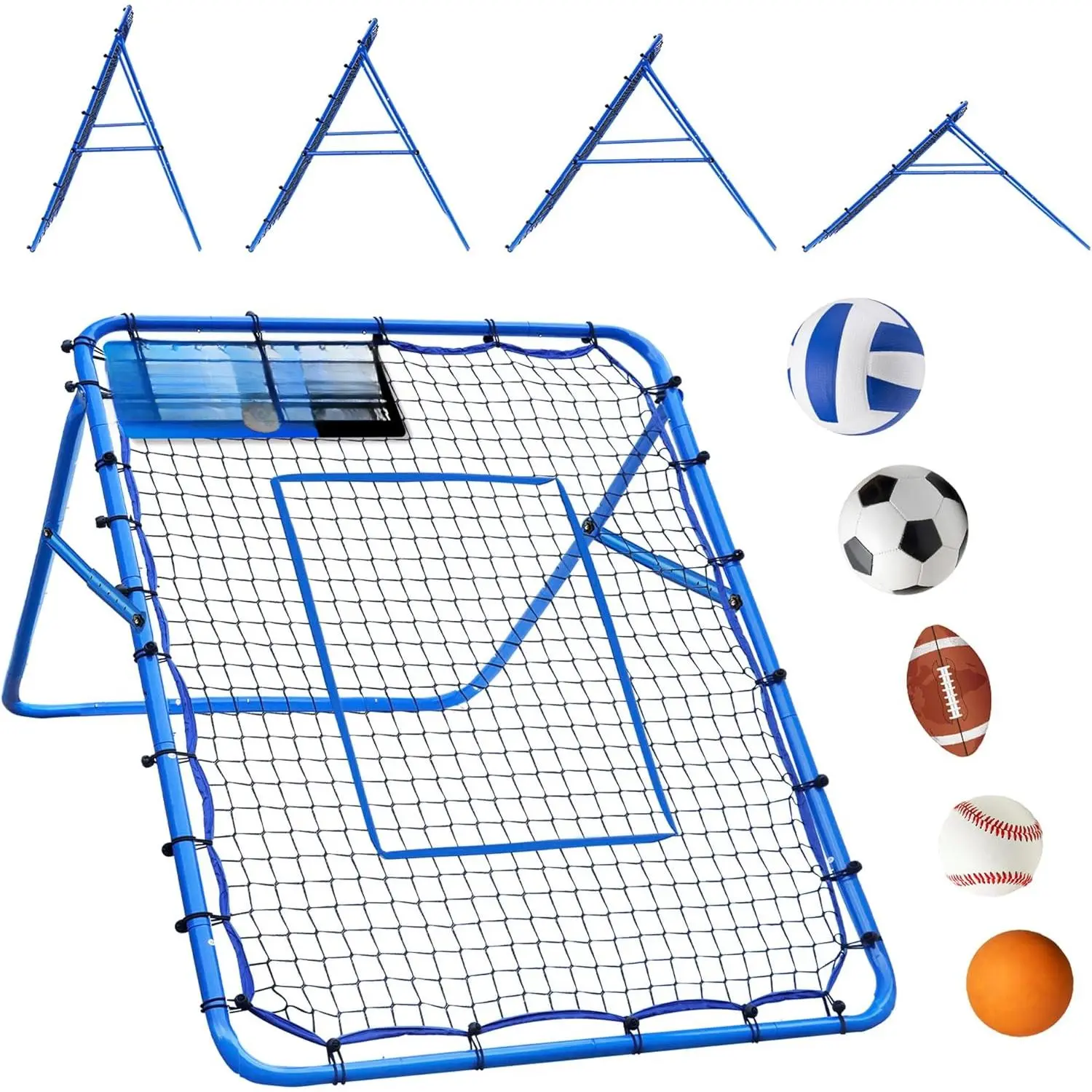 Volleyball Baseball Rebounder Net, Softball Rebounder Pitchback Net Quick Adjustments, Quick Adjustments Lacrosse Bounce Back Practice Equipment, Ideal for Outdoor Indoor and Backyard Training
