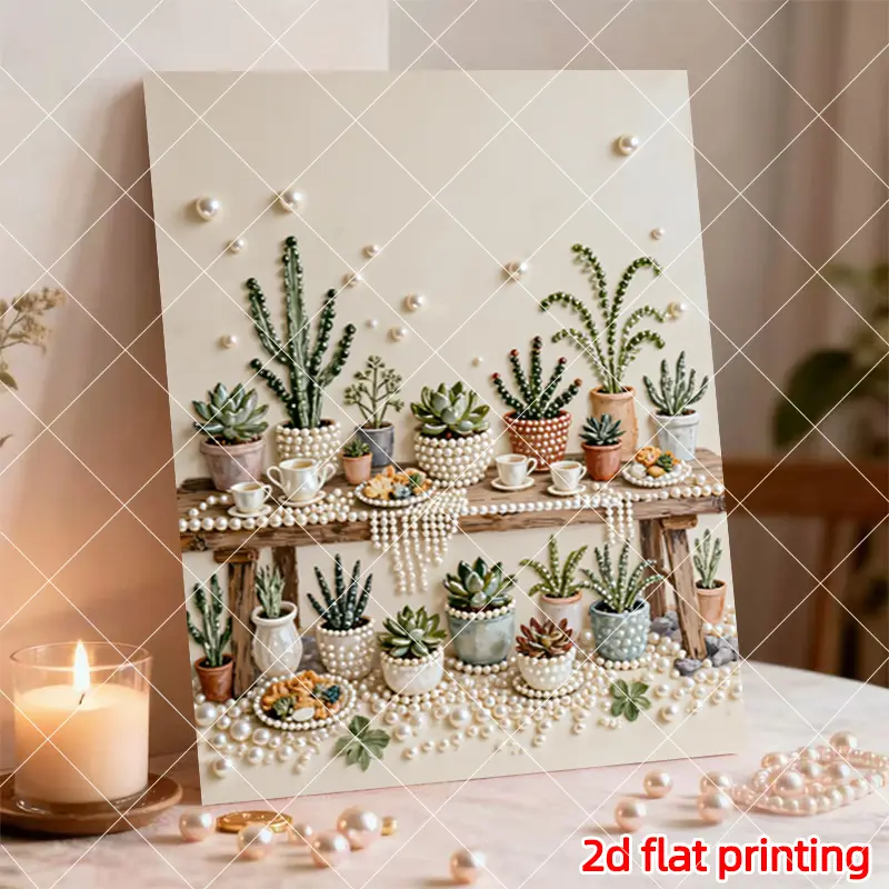 New Pearl Painting Set, Succulent & Tea Set Combo, DIY Handmade Pearl Art Kit, Home Decor, New House Decoration, Gift for Best Friend, DIY Painting Supplies