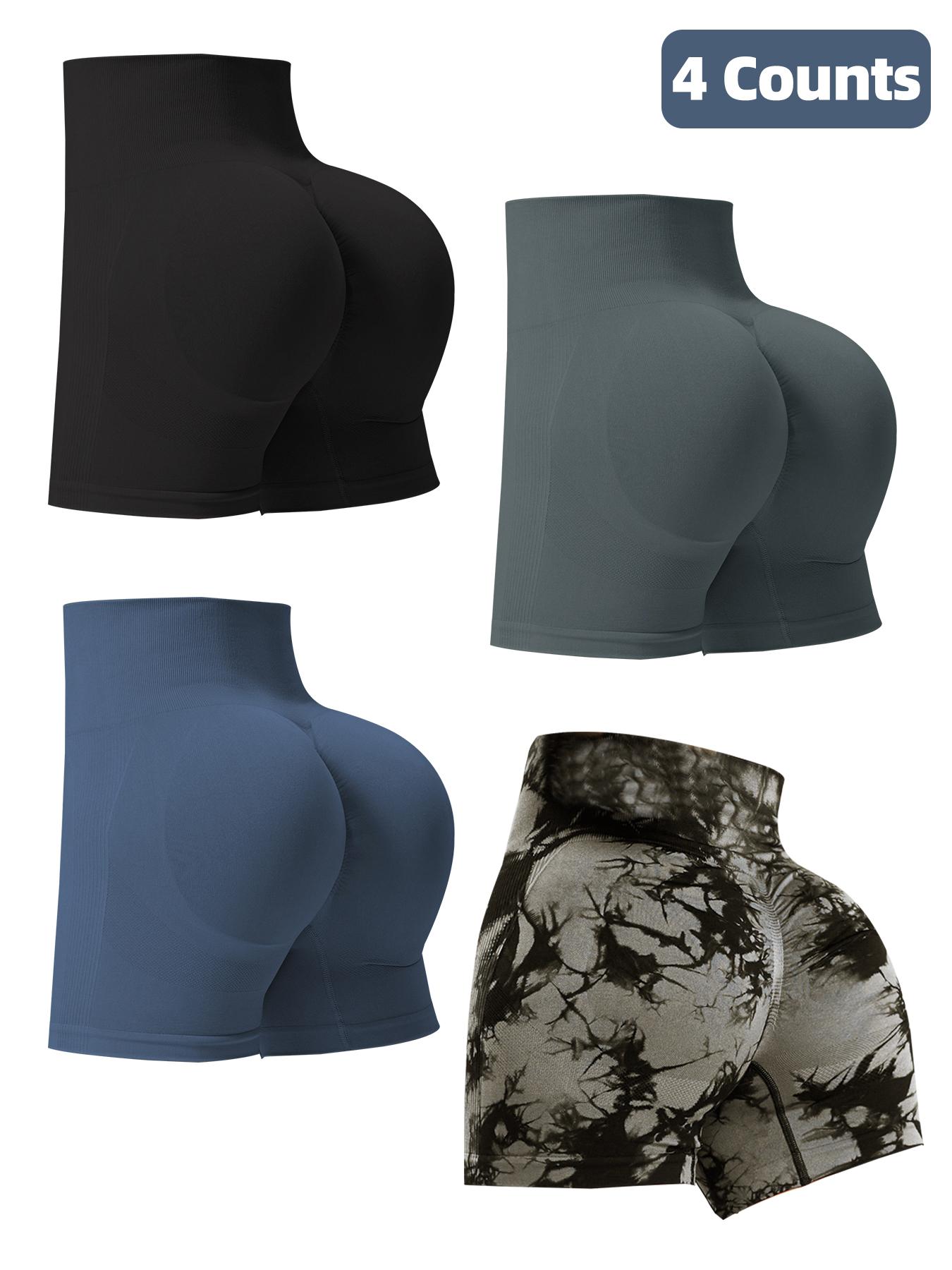 Women's Solid & Tie Dye Print Gym Shorts, Soft Comfy Breathable High Stretch Seamless Yoga Shorts, Ladies Sportswear for Gym Workout Running, Clothing