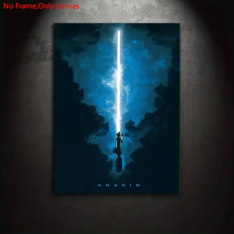 1 piece/set frameless canvas painting print poster, minimalist style digital art, Anakin's lightsaber, a perfect gift for movie fans, ideal gift for bedroom, living room, Creative Wall Art, Home Wall Art, wall decoration, Above bed wall decor
