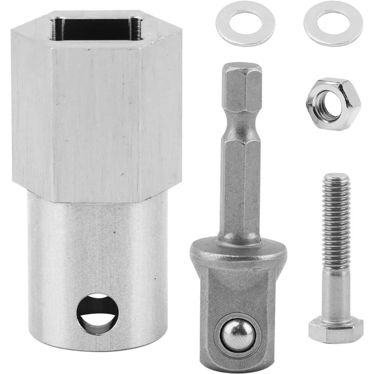 Jack Drill Adapter,Stainless Steel Top Wind  Jack Crank Handle Cordless Drill Adapter with 1/2 Inch Socket Adapter Bit Attachment, Accessories