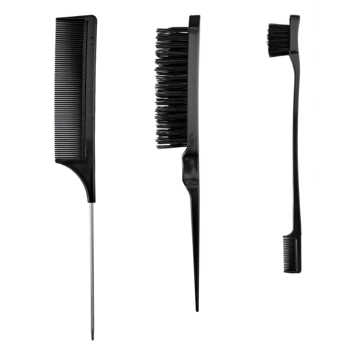 Wig care tool set, pointed tail comb, double-ended styling comb, eyebrow brush, hairdressing needle, professional makeup and hairdressing tools