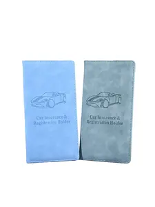Leather Car Insurance and Registration Folder Wallet, Minimalist Document Organizer with Transparent Pocket for Ids and Important Papers, Multi-Card Auto Document Holder, Slim Suede Leather Vehicle Storage Essential