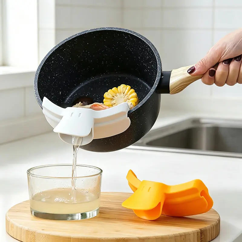 Kitchen Funnel with Duckbill Pour Deflector & Round Edge - Non-Spill for Pots, Pans, Soup Transfer - Funnel Tool for, Frying, Boiling