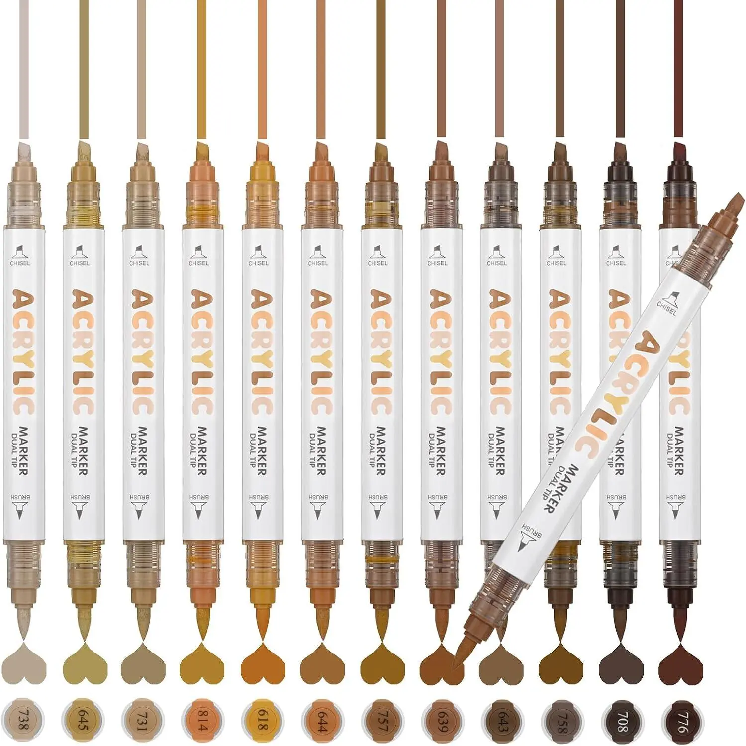 Brown  Tip   Markers,  Pens For Rock Painting  Fabric Canvas Glass Plastic Art Painting Supplies Kit (1-5MM Brush Tip& Fine Tip)
