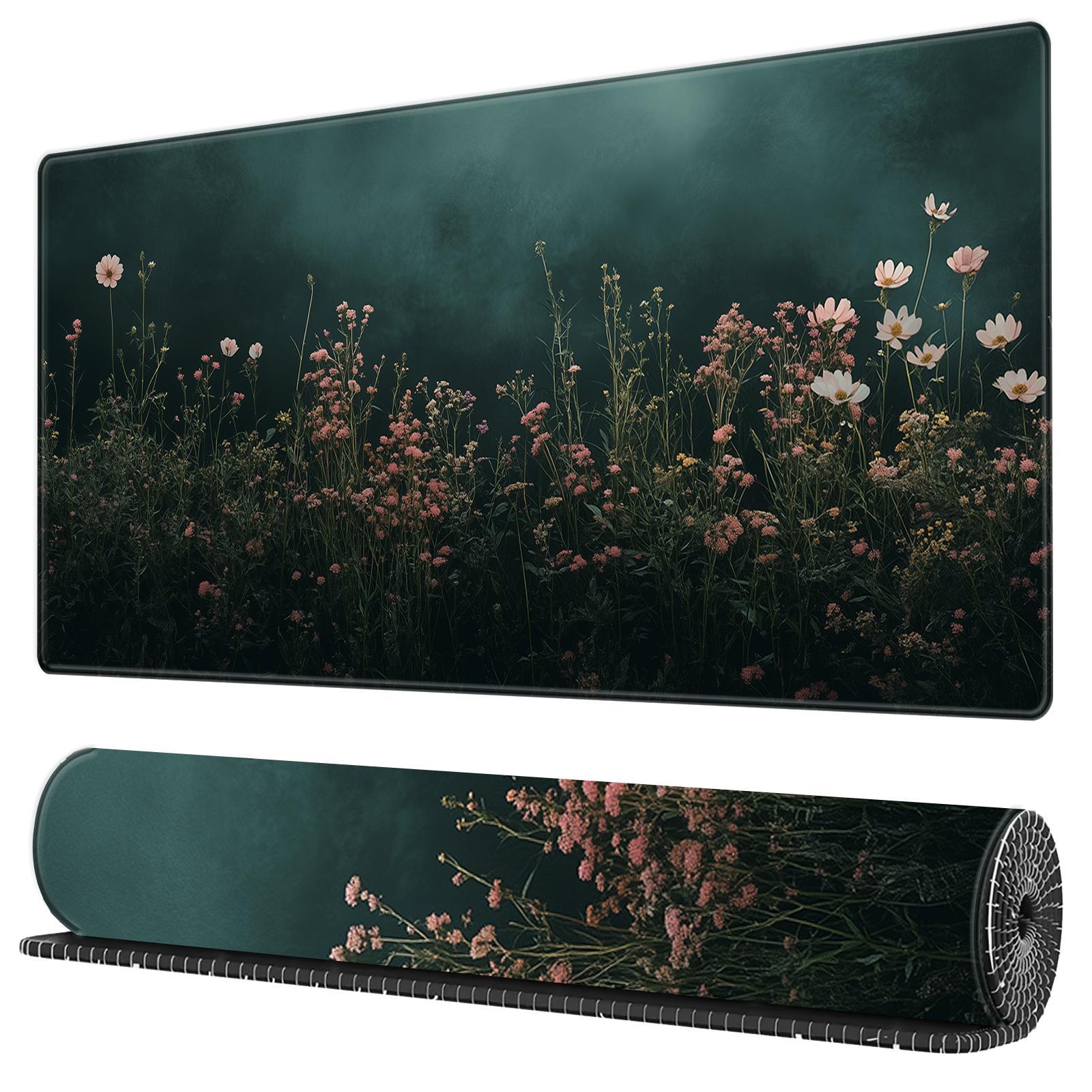 Flower Pattern Mouse Pad, 1 Count Rectangle Gaming Mouse Pad, Large Mouse Pad with Stitched Edges, Keyboard Mouse Mat for Work, Game, Office, Home, Desktop Accessory