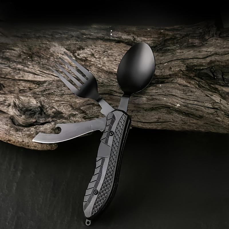 Stainless Steel Multifunctional Camping Knife, Fork And Spoon Removable Folding Knife, Fork And Spoon Set Convenient Outdoor Cutlery