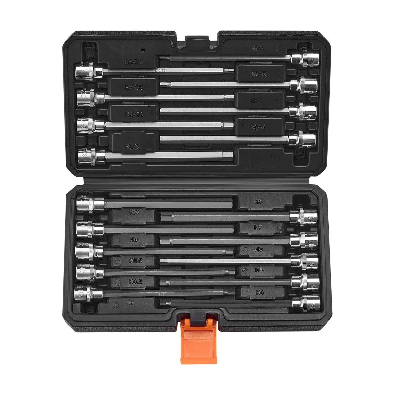 18-Piece Extra Long 3/8-Inch Drive Hex Socket Set, S2 Alloy Steel & Cr-V, 6-Inch Deep Socket Extension, Magnetic Adapters, SAE/Metric Bits, Heavy-Duty Hand Tools for Mechanics, Construction Workers