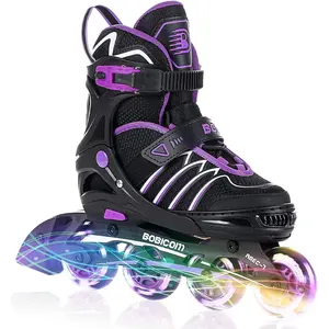 Adjustable Inline Skates with Full Light Up Wheels,Outdoor Illuminating Roller Skates for Kids and Adults, Girls and Boys, Men and Women