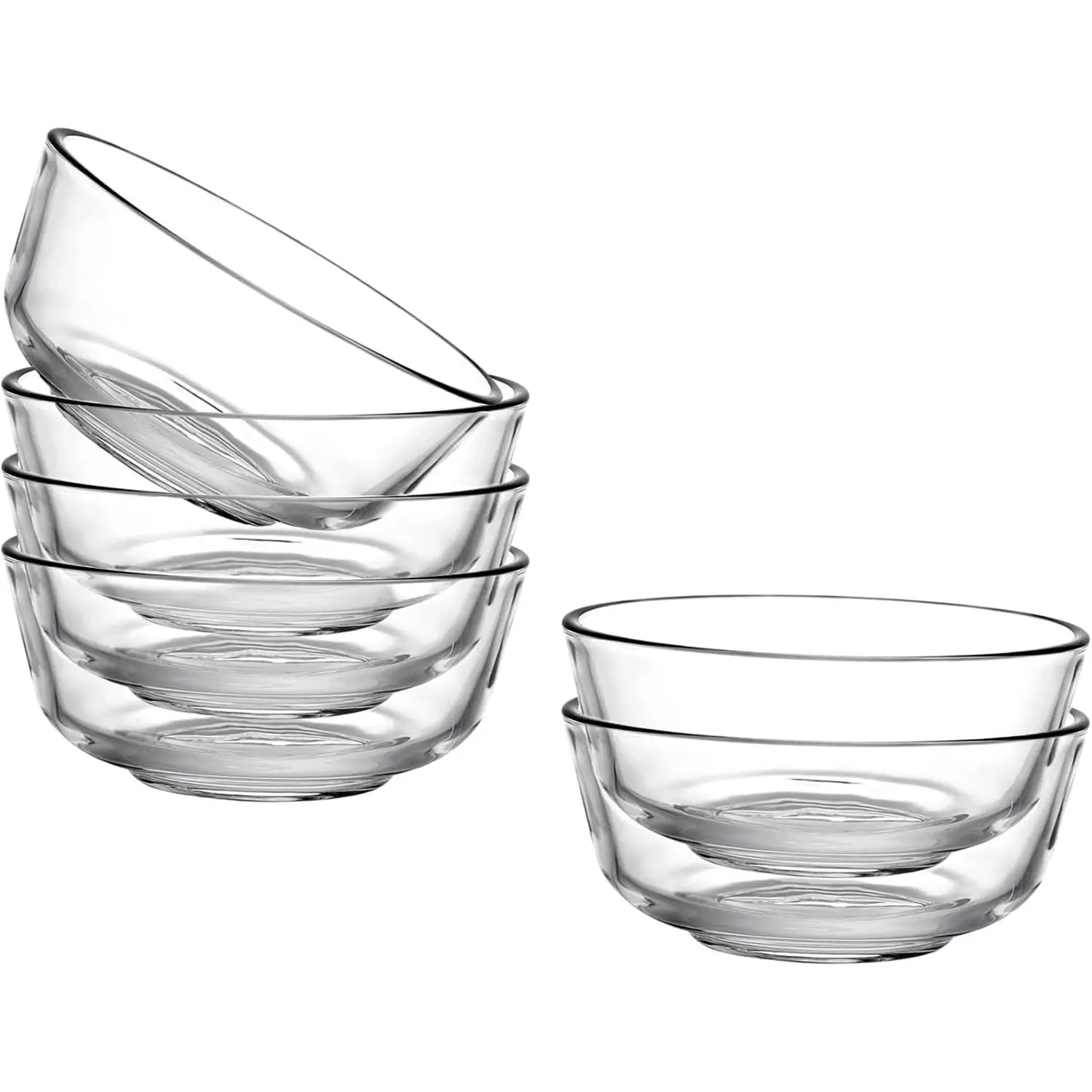 Small Glass Bowls Set of 6 - Clear Glass Prep Bowls - Serving Bowls Dishes for Dessert, Candy, Nuts, Ice Cream, Snack (4.5 inch, 10 oz)