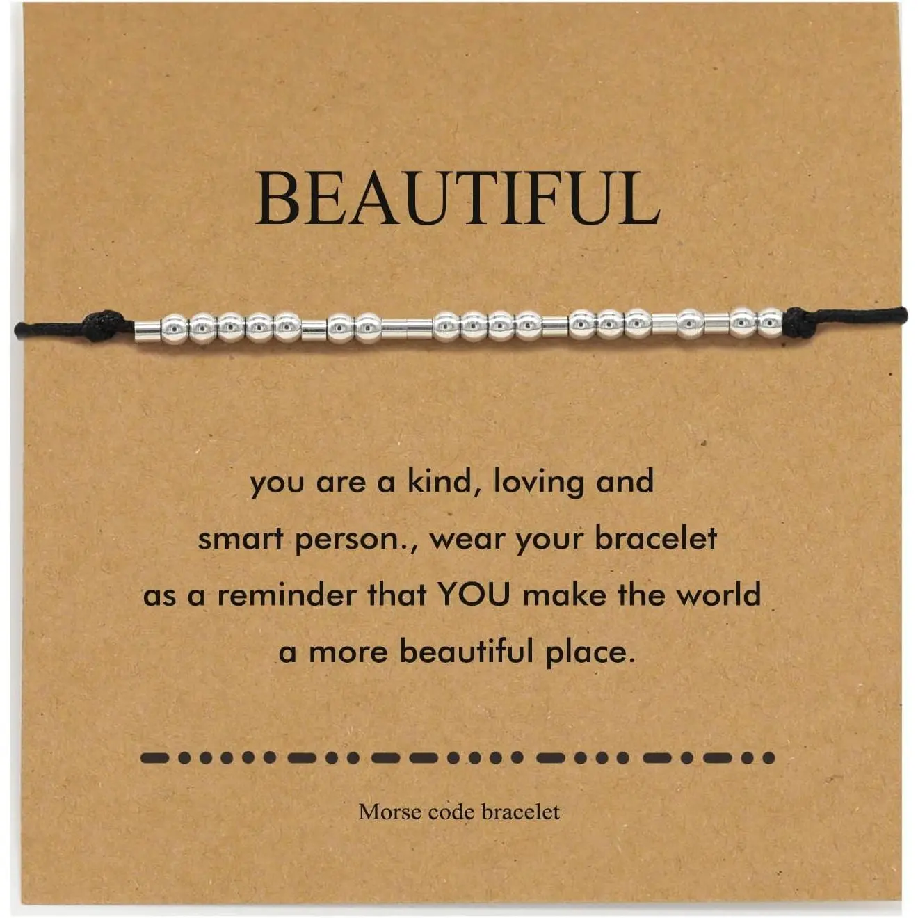 Morse Code Bracelet for Women Funny meaningful  |  gifts for , couple, sisters, family. with  card. Adjustable, Durable, comfortable