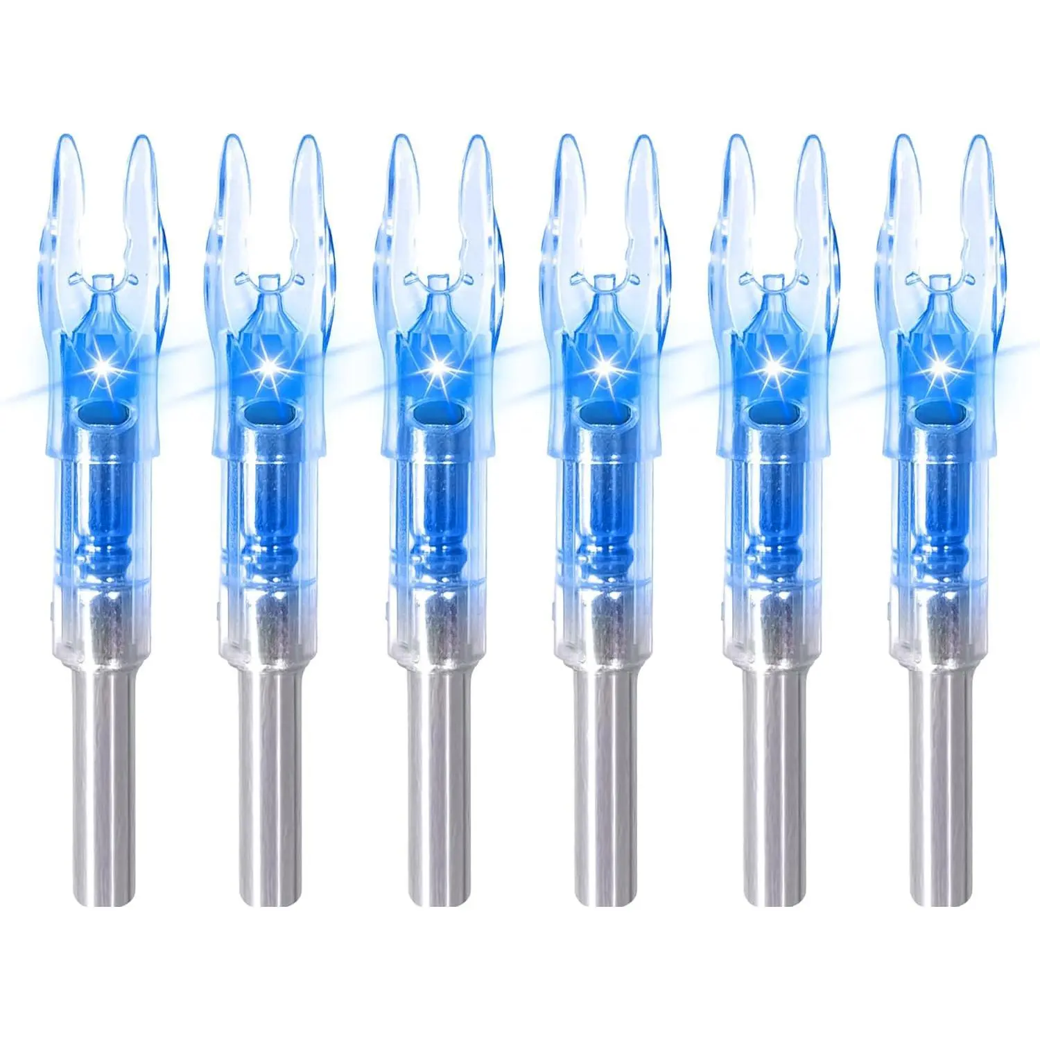 6 Pack S Style Lighted Nocks for Archery Hunting, Bowstring Activated, Fits .244"/6.2mm ID Arrows, PC Casting with Screwdriver, .244" Fit, 0.244 Inch Id, 6 Pcs - Blue, Impact Resistant Pc Casting