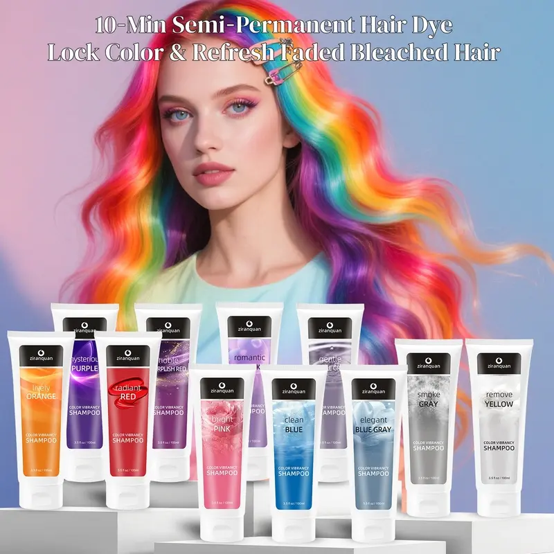 Color Reviver Vibrancy Shampoo Semi Permanent Hair Color Refresher Gentle Plant Based Formula 11 Trendy Shades For Bleached 8 Degree Hair Home Hair Dye For US EU Fashion Girls