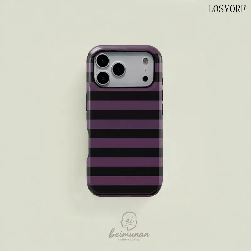 LOSVORF Stripes Pattern Contemporary Fauvism Industrial TPU 2-In-1 Cellphone Case Casing, Durable Shockproof Protection Accessory for iPhone 17-11 Pro Max, Samsung Galaxy S25-S22 Ultra, Festive Handheld Devices Gift