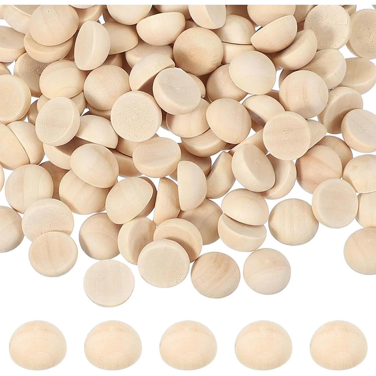 100 count Half Wooden Beads 0.5"/12mm  Balls  Color | Unfinished  Wooden Half Sphere for  DIY Crafts Art Projects Party Decoration