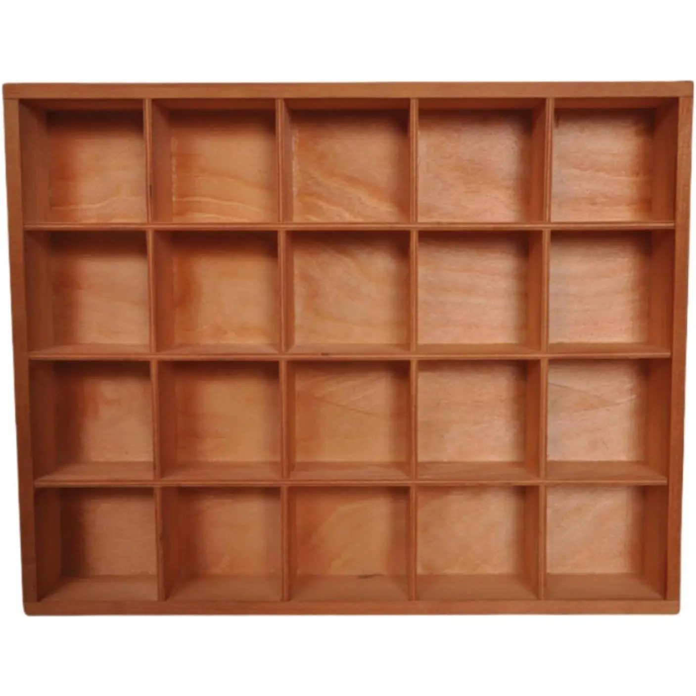 13.4''x10.6''x2'' Vintage Color Wooden Storage Divider Box, 20 Compartments Showcase Display Holder Organization Tray for Home Craft Office Kitchen Storage