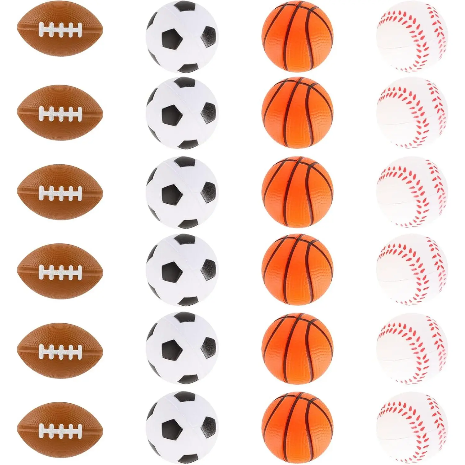 Mini Sports Balls 24 Pack Sports Stress Ball Party Favors for Kids Mini Foam Baseball Football Soccer Basketball Stress Ball Relief Toys Classroom Goodie Bags Stuffersfidget toys