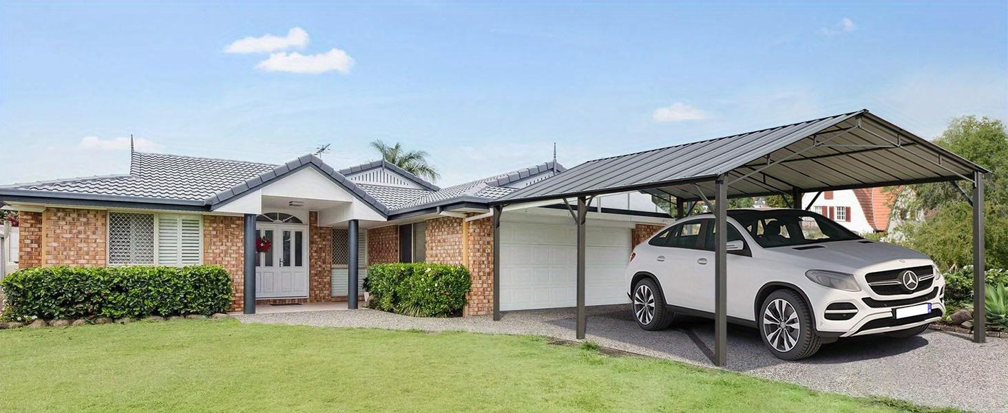 Metal Carport 10'x20' Heavy Duty, Multi-Use Shelter with Powder-Coated Steel Roof and Frame, Outdoor Carport Canopy Shelter for Car, Truck and Boat