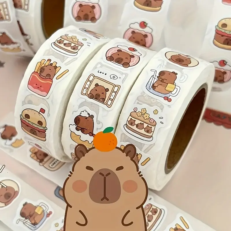 500/1000pcs Capybara Stickers, Featuring a Charming Animal Pattern And Self-Adhesive Backing, Ideal for Crafts, Skateboard And Guitar Embellishments - Great for Holiday Presents, As Well As Stickers for Laptops And Scrapbooks - Great for Reward Gifts