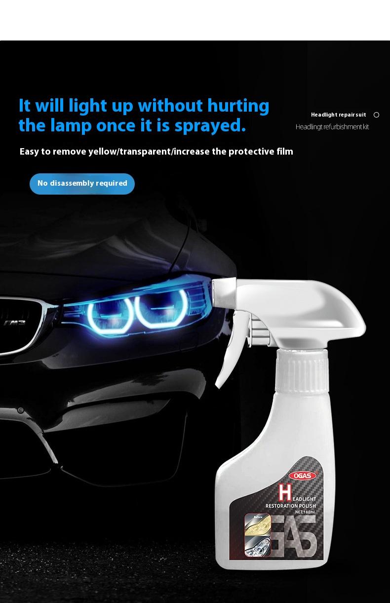 Detergent Polishing Set,Car light Crystal Plating Liquid yellowing,No Polishing,Atomization Cleaning,Car Headlight Renovation Repair Liquid, Car Maintenance,Car beauty,Car Renovation.