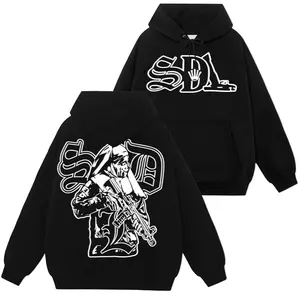 Zip Up Graphic Hoodie, Oversized Retro Full Print Streetwear Outerwear, Y2K Trendy Unisex Sweatshirt Jacket, Casual Daily Fashion Hooded Coat For Men Women Teen Street Style Outfits
