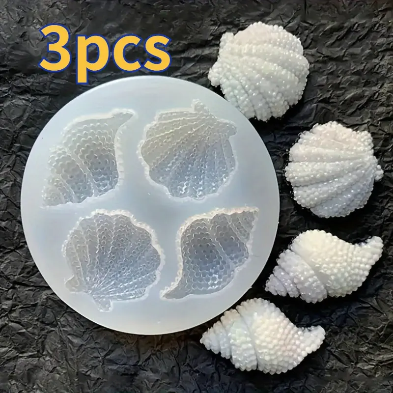 3-pack, shell roll shell shaped silicone mold, candle mold, soap mold, clay mold