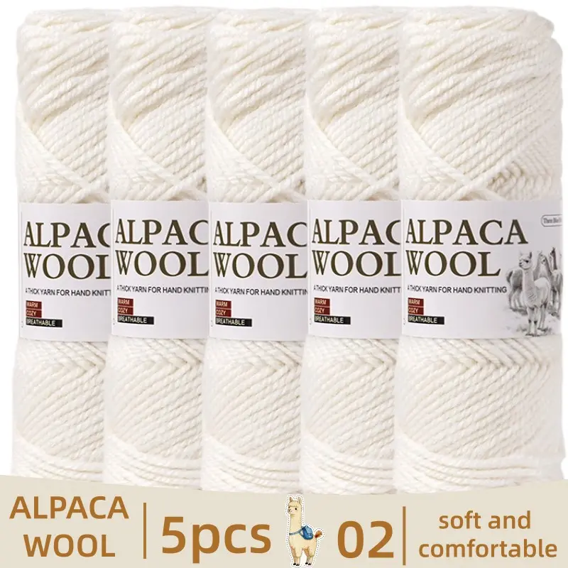 High-Quality Alpaca Yarn, Soft and Lightweight, Ideal for Knitting Sweaters, Scarves, Hats, DIY Crafts, 5 Balls X 75g = 375g