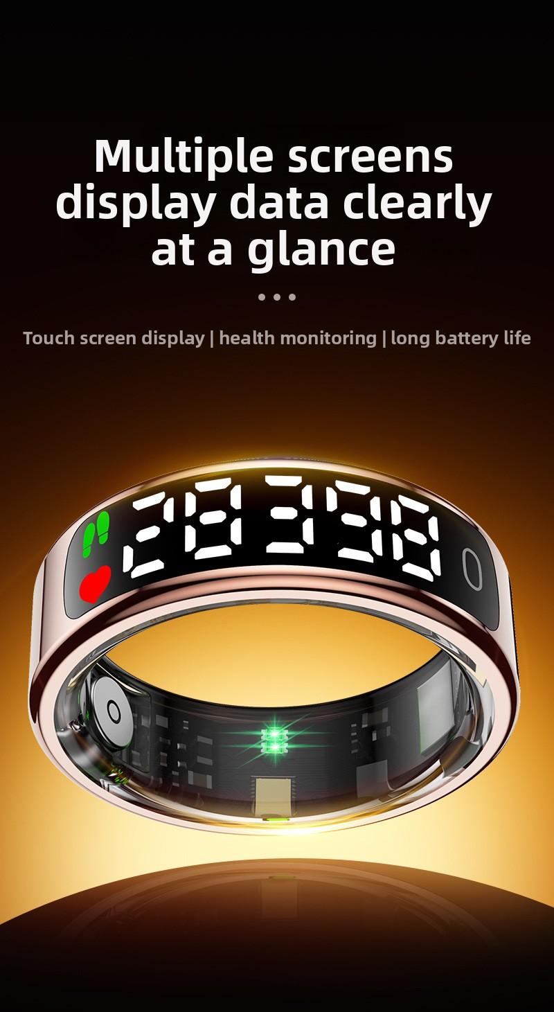 R13 Smart Ring Blood Oxygen Monitor Step Counter Sleep Tracker Bluetooth Fitness Activity Tracker for Health Monitoring Sports Exercise Tracking with Display