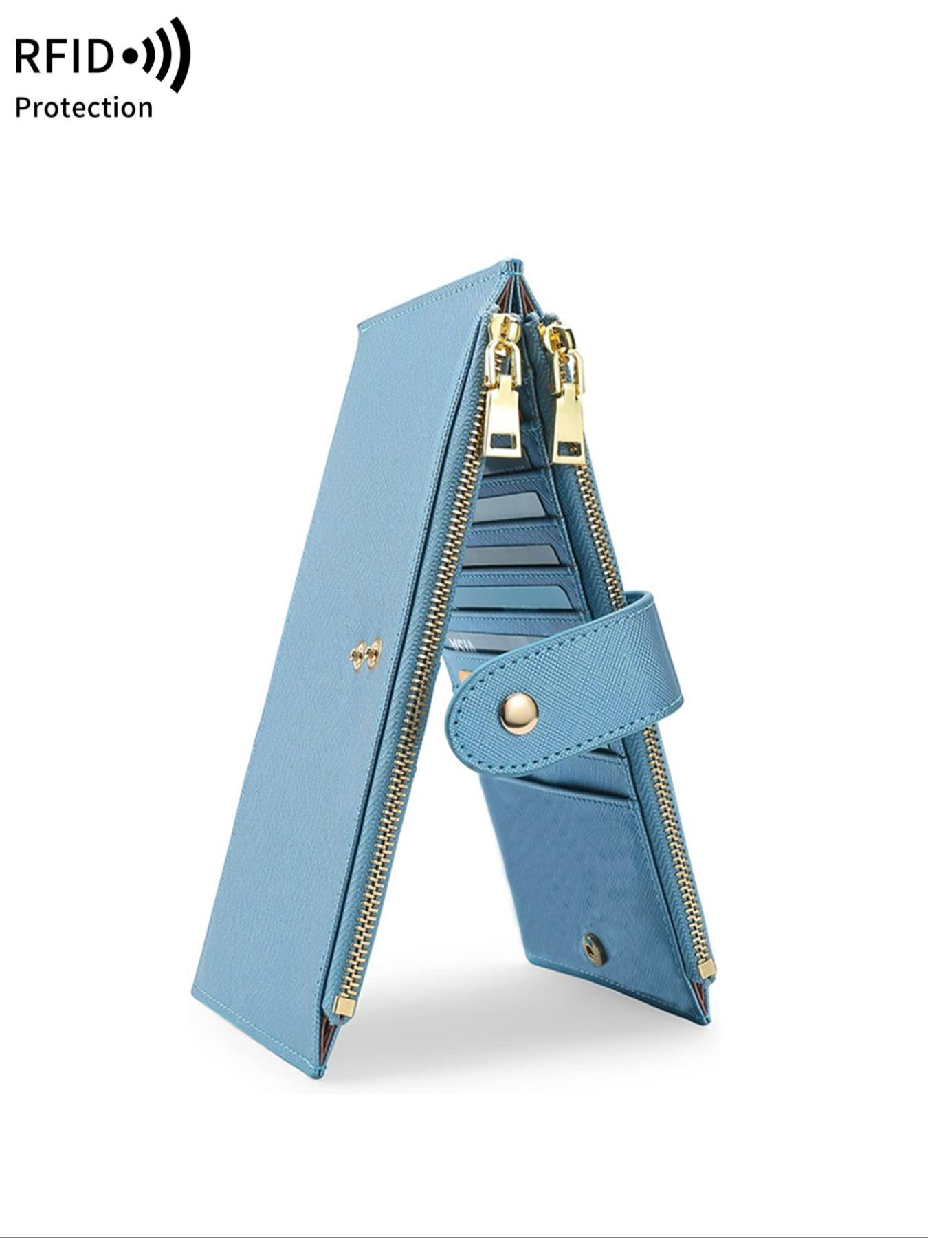 Women's Elegant Long Wallet, Casual Versatile Zipper Rfid Blocking Bifold Wallet, Multi Card Slot Wallet for Daily Use, Zipper Wallet Design