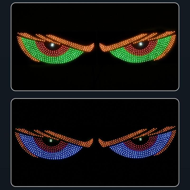 New Car Dynamic Devil's Eye Light Car Sticker Led Display Truck Car Front and Rear Windshield Glass Light Eye Warning Light Truck Decal Car Decoration