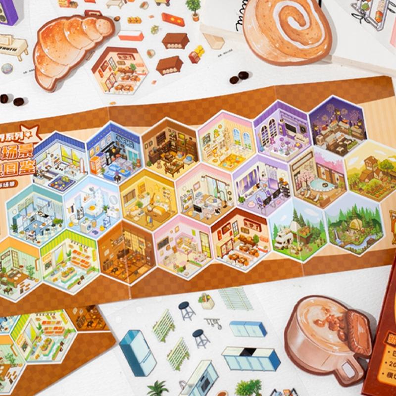 Creative World Building Sticker Book, 40pcs/set DIY Decorative Sticker, Art Stickers, Scrapbooking & Journal Making Material Paper, Gift Wrapping Sticker