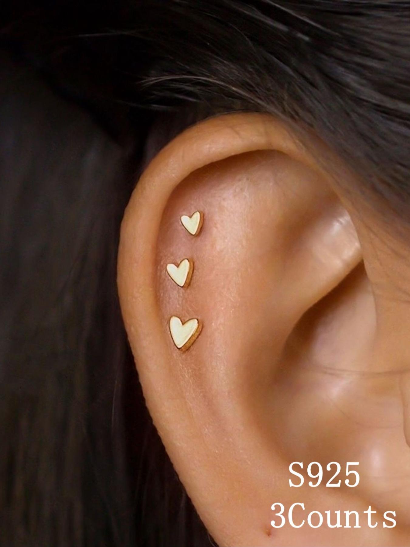 925 Sterling Silver Cute Heart Shaped Stud Earrings, Fashionable Earrings for Women & Girls, Trendy All-match & Exquisite Jewelry for Birthday Gift