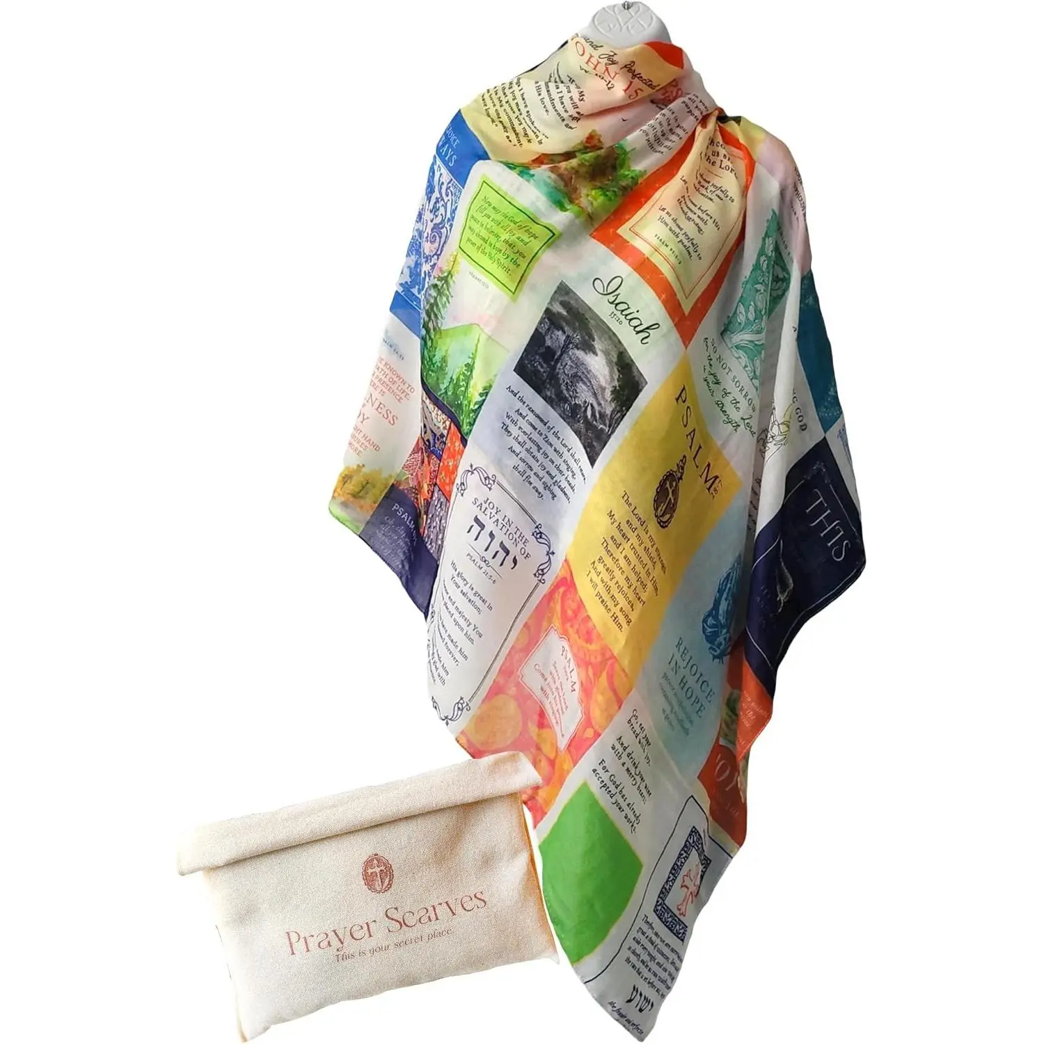 Scripture Prayer Scarf for Women | Classic Christian Shawl Wrap with 24 Uplifting Bible Verses | Encouraging Gift