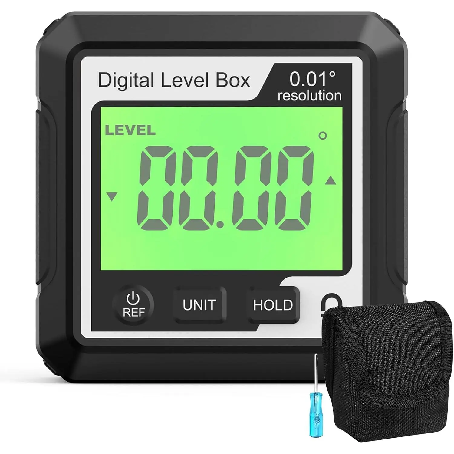 Digital Angle Finder  Angle Gauge LCD Digital Level tool Protractor Inclinometer Level Box Backlit Portable Angle Measurement Tool  Operated (black+white) (Black+white)