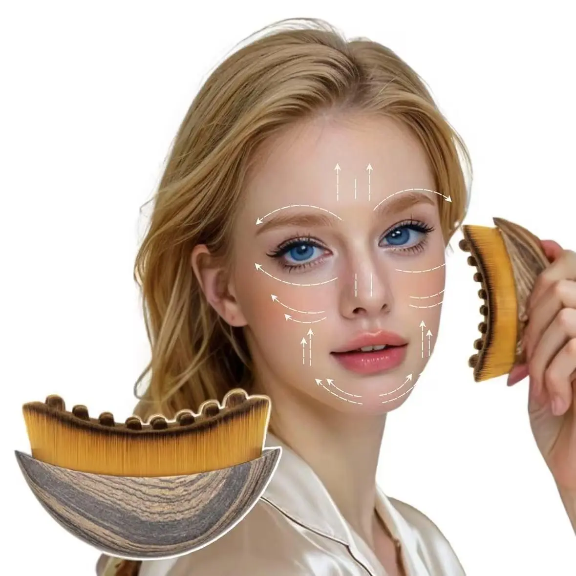Portable Facial Lymph Drainage Massager and Contour Brush, Lymphatic Brush, Soft Nylon Bristles, Suitable for Lymphedema, Sensitive Skin, Pain-Free Skincare