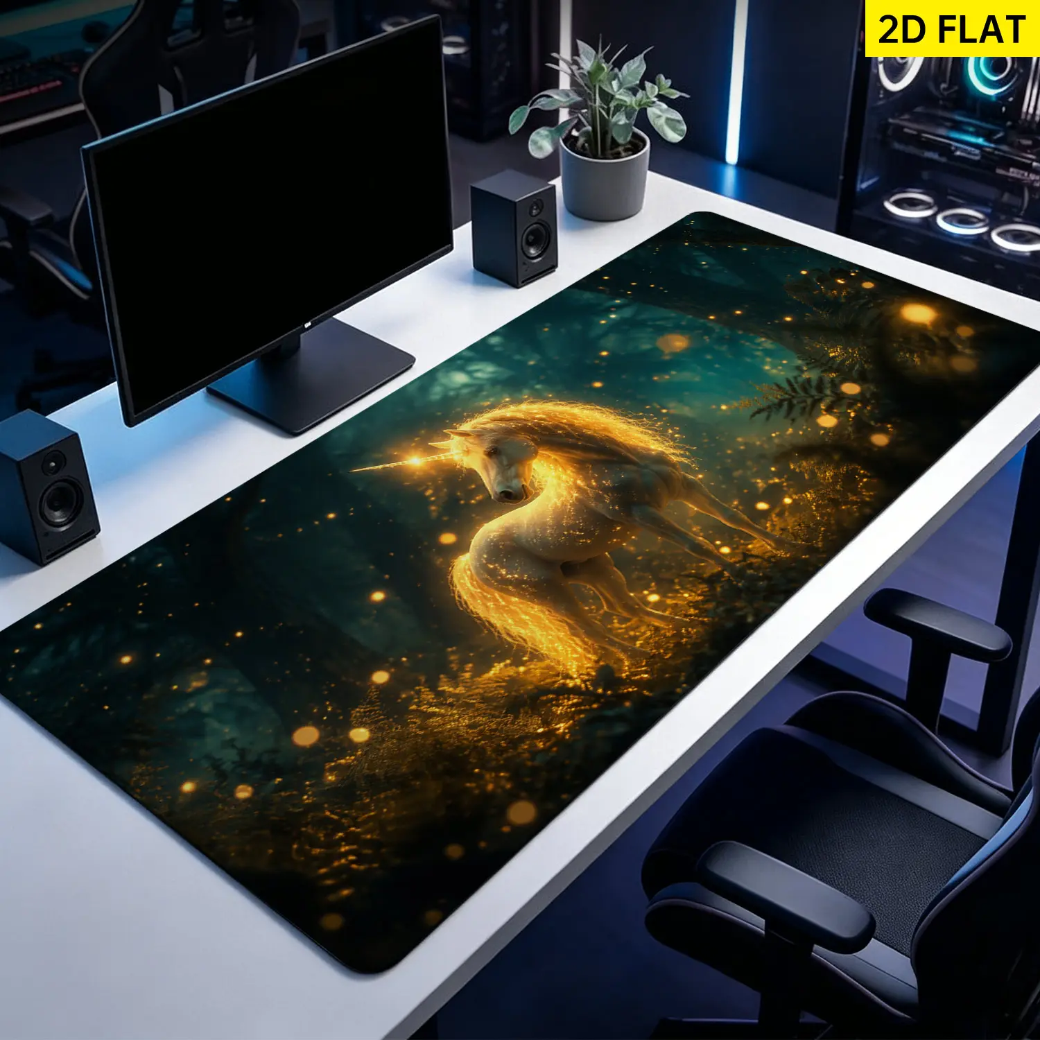 Extra Large enchanted glowing unicorn Mouse Pad,Non Slip Rubber Pad,Desktop Decoration Drotection Pad,Washable,Lock Edge Multi Size,Premium Multipurpose Mousepad For Office,Study Room,Gift for Family and Friends