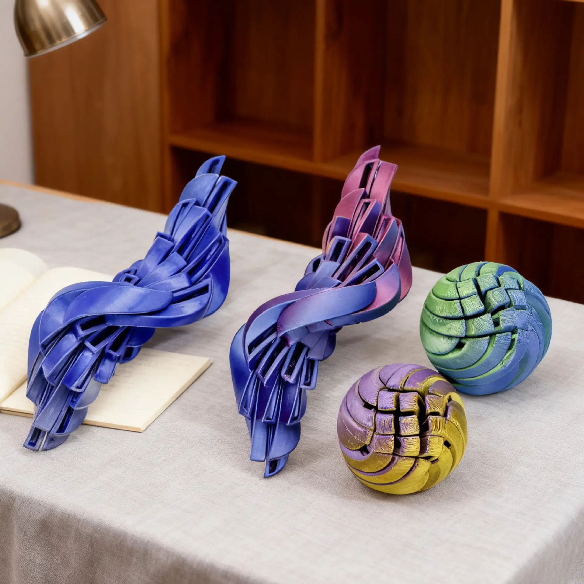 3D Printed Fidget Twist Deformation Ball & Twisted Sculpture Set, Creative Desk Decor For Home & Office