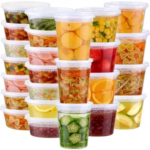 60 Sets Deli Containers with Lids, 8/16/32 oz Quart Containers BPA Free, Airtight Takeout Plastic Food Storage Container, Stackable Leakproof Microwave & Freezer Safe for Soup, Sauce & Leftover