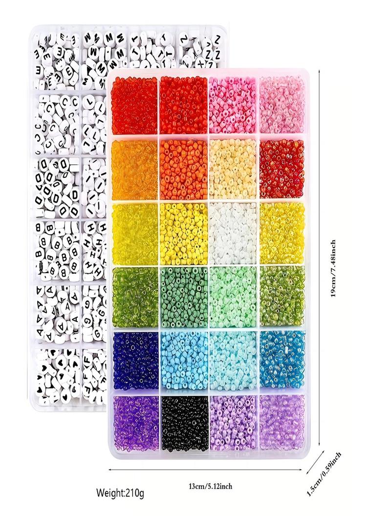 2 Box/11000pcs 3mm Glass Seed Bead & 1200pcs Letter Bead, DIY Jewelry Making Tool Kit For Necklace, Bracelet, Wristlet Keychain Making, Pride 2025, LGBTQ